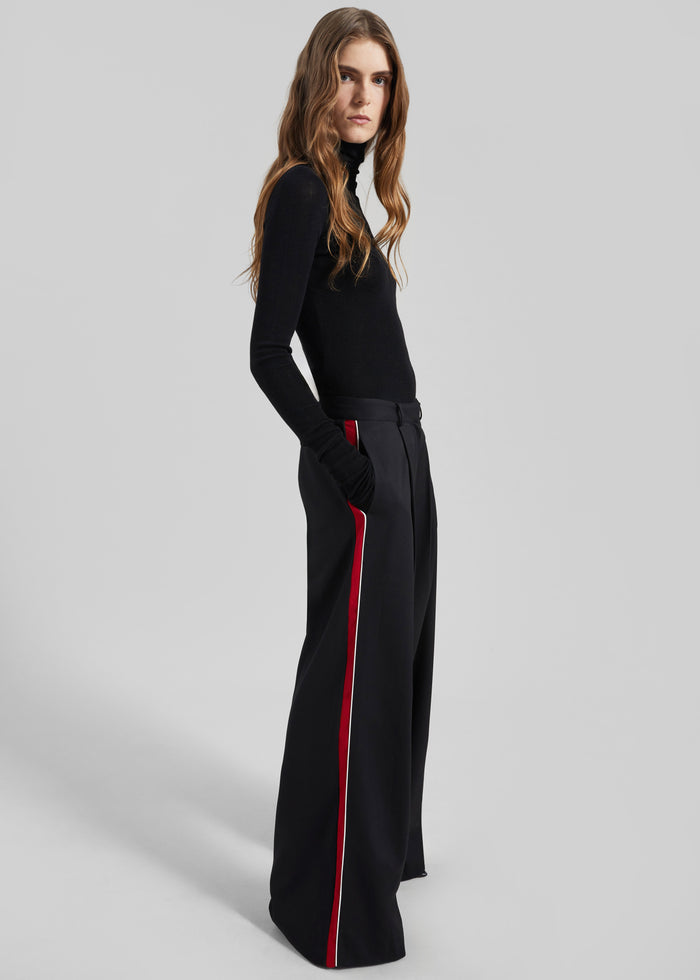 Nairn Contrast Stripe Pants - Black