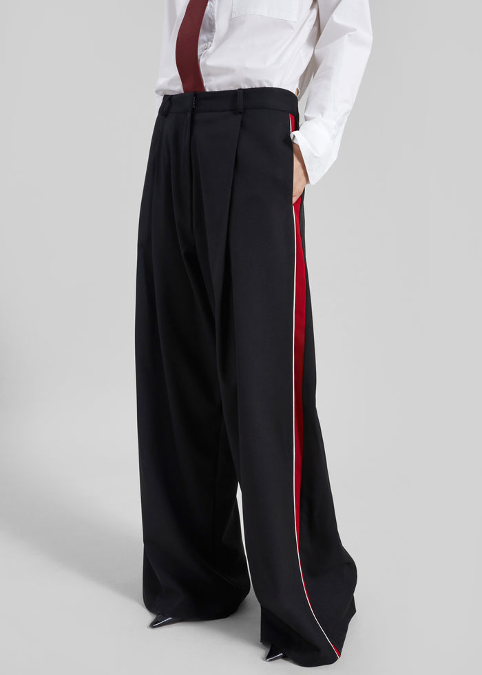 Nairn Contrast Stripe Pants - Black
