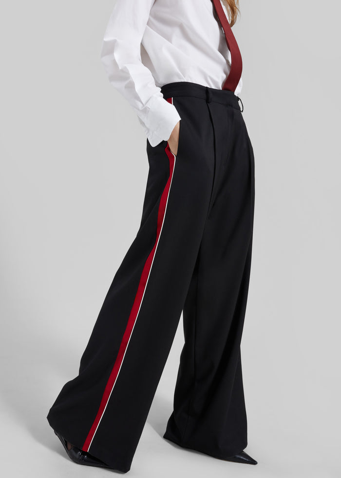 Nairn Contrast Stripe Pants - Black