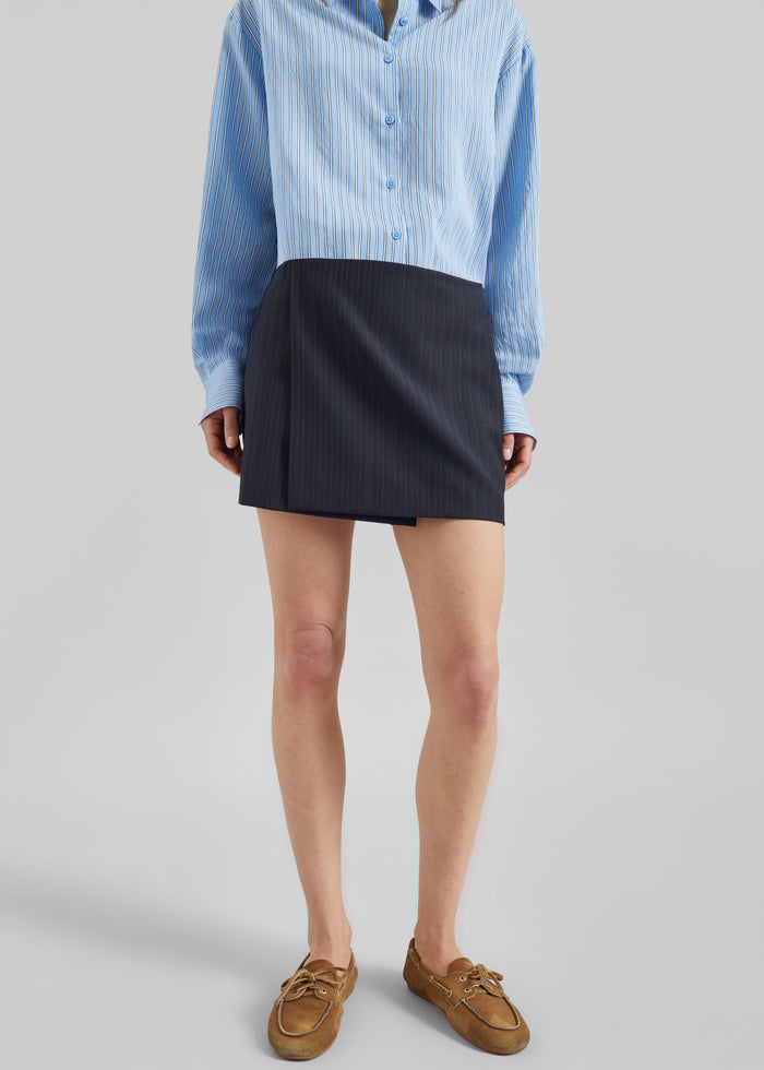 Narah Mini Skirt - Navy/White Pinstripe