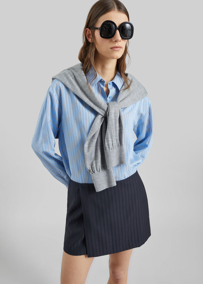 Narah Mini Skirt - Navy/White Pinstripe