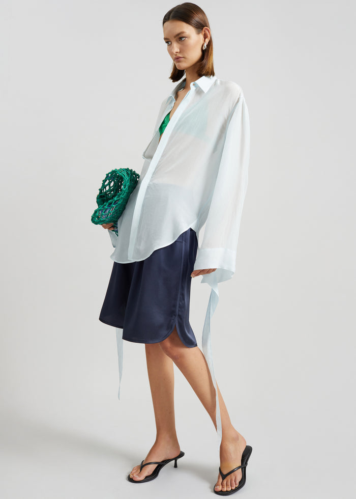 Nelis Silk Bermuda Shorts - Navy