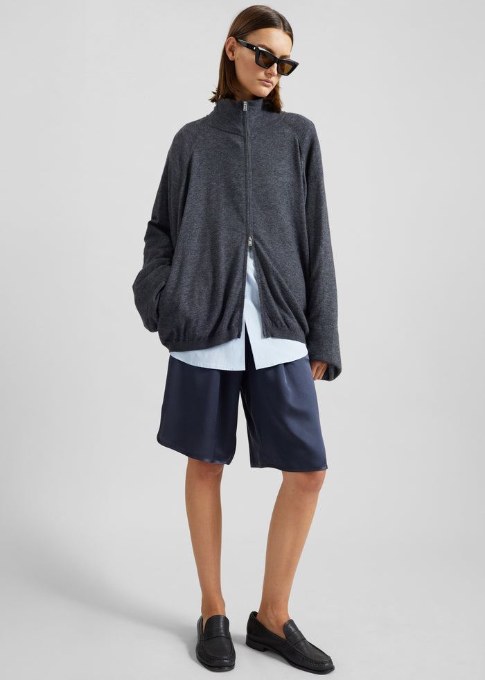 Nelis Silk Bermuda Shorts - Navy