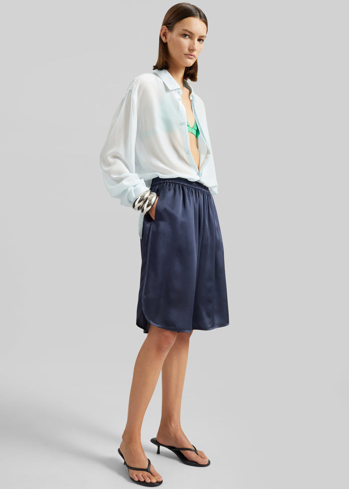 Nelis Silk Bermuda Shorts - Navy