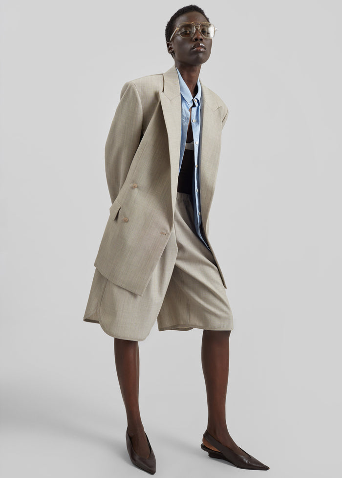 Nelis Suiting Bermuda Shorts - Beige Melange