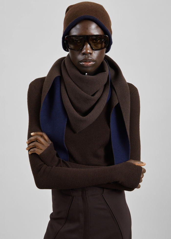Nella Reversible Scarf - Brown/Navy
