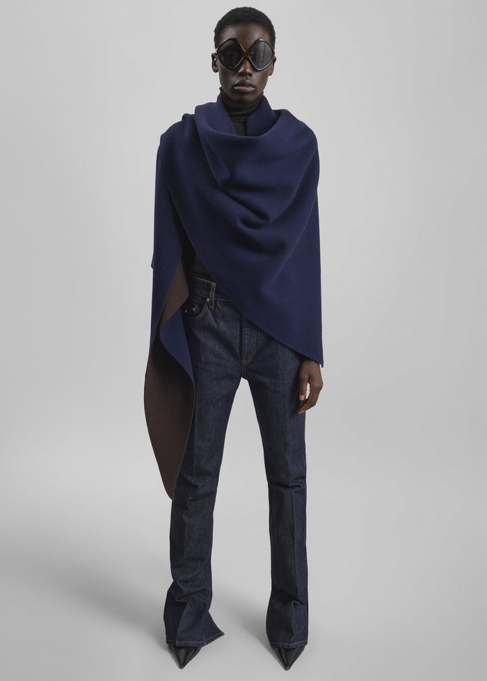 Nella Reversible Shawl - Brown/Navy