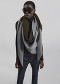 Nella Reversible Shawl - Dark Olive/Grey
