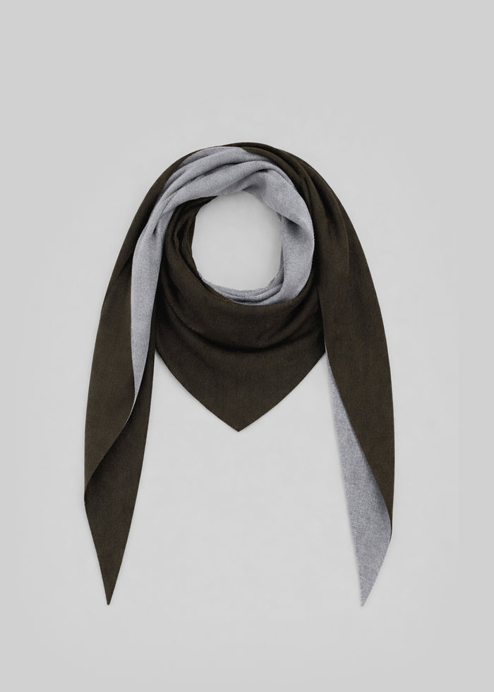 Nella Reversible Shawl - Dark Olive/Grey