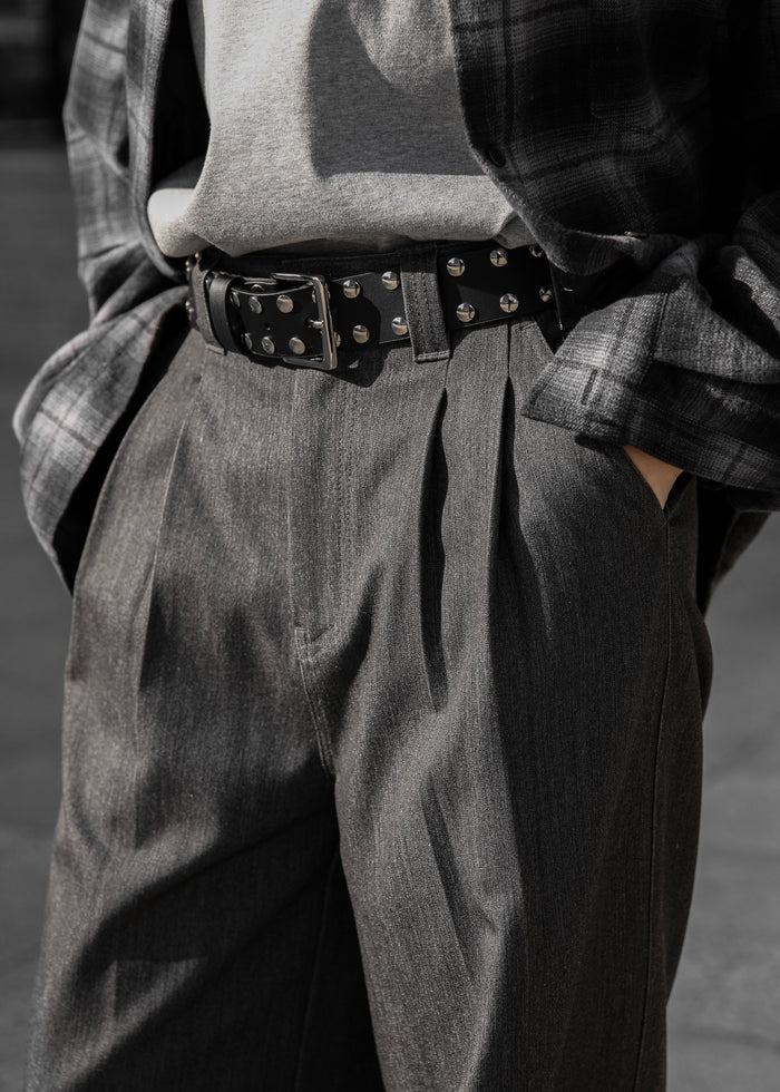 Nellore Pleated Denim Pants - Dark Grey Melange