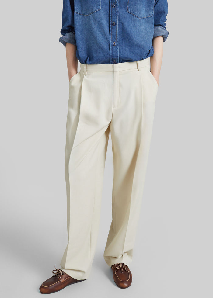 Neria Pleated Trousers - Light Beige