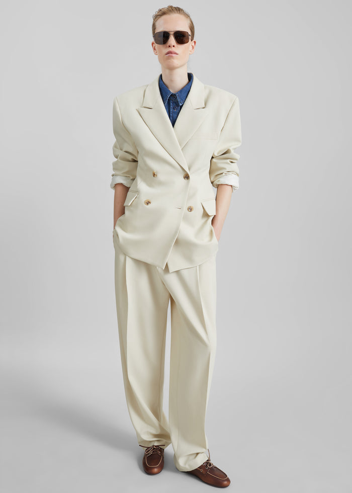 Neria Pleated Trousers - Light Beige