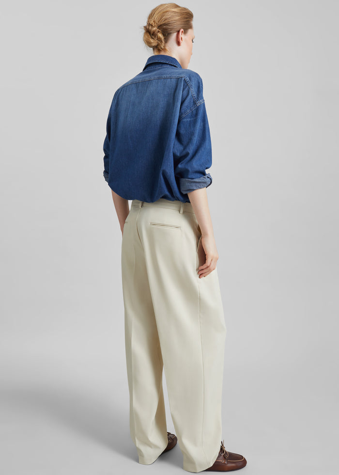 Neria Pleated Trousers - Light Beige