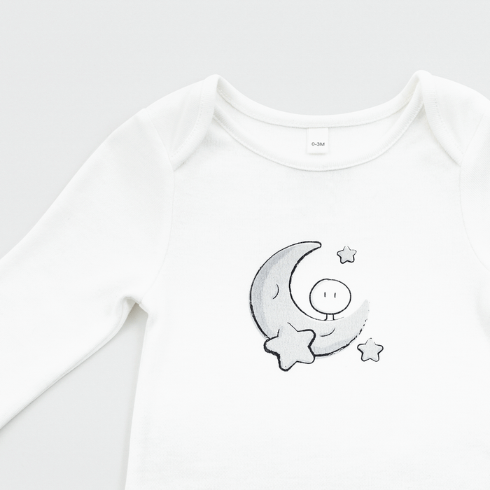 newborn baby bundler with moon print