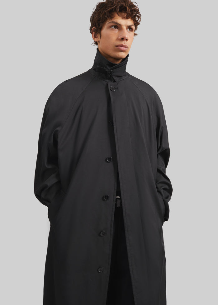 Nils Raglan Sleeve Trench Coat - Black