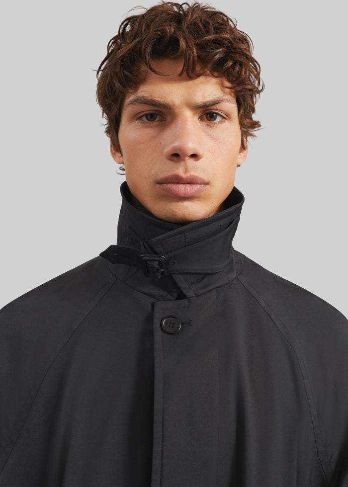 Nils Raglan Sleeve Trench Coat - Black