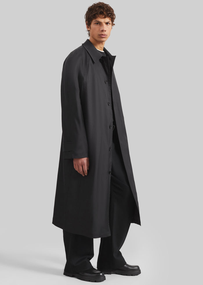 Nils Raglan Sleeve Trench Coat - Black