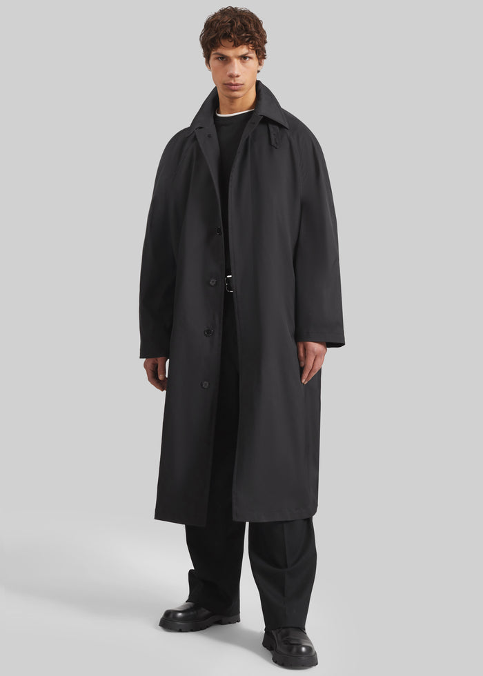 Nils Raglan Sleeve Trench Coat - Black