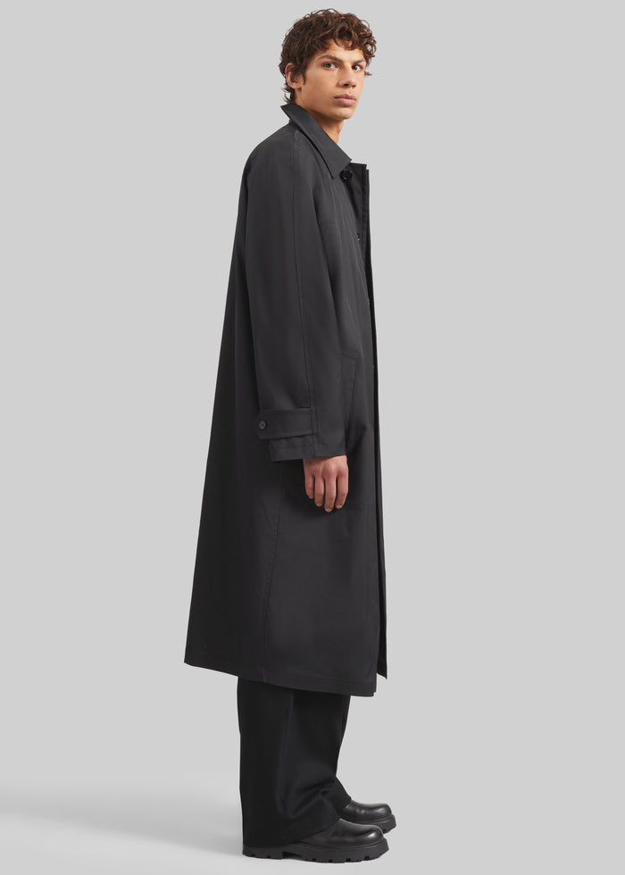Nils Raglan Sleeve Trench Coat - Black
