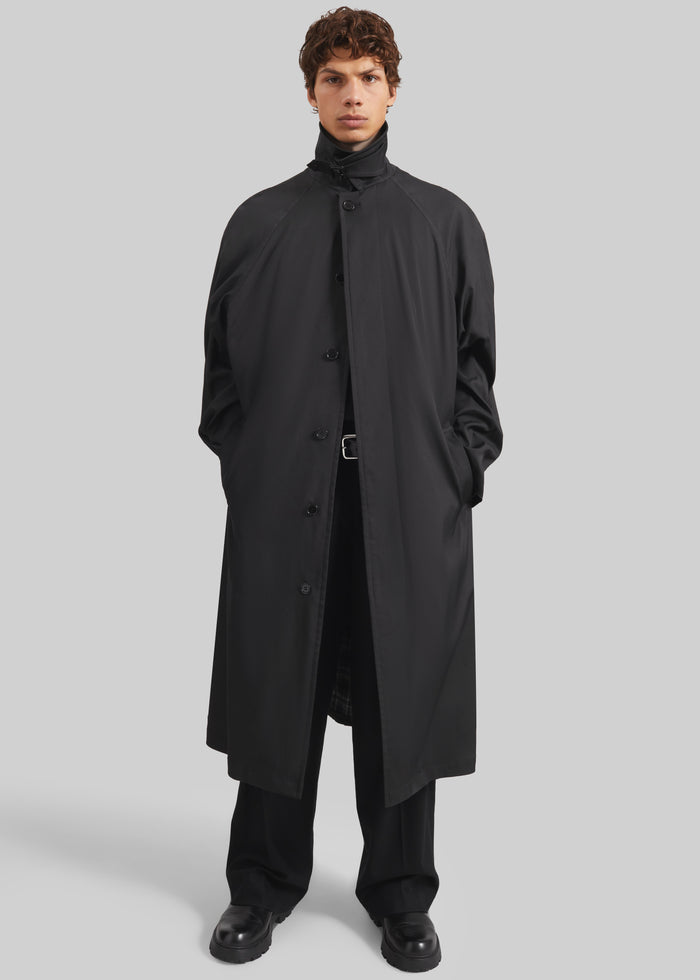 Nils Raglan Sleeve Trench Coat - Black