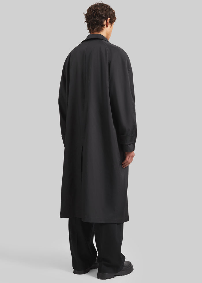 Nils Raglan Sleeve Trench Coat - Black