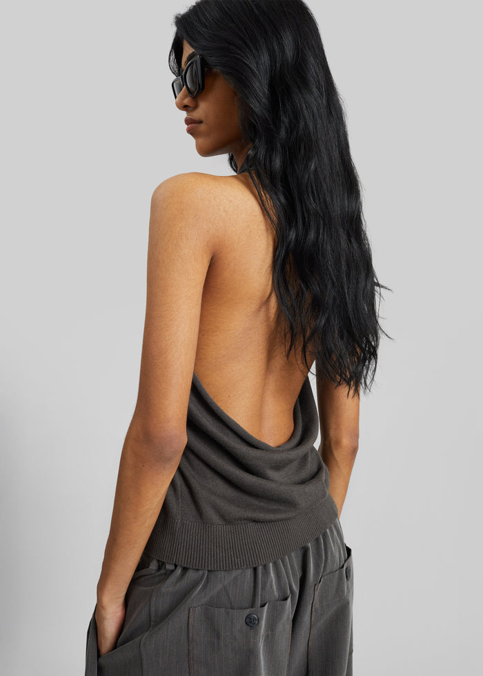 Nimi Knit Halter Top - Charcoal
