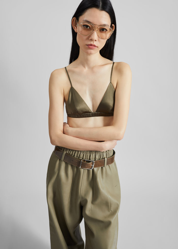 Nina Silk Bralette - Olive