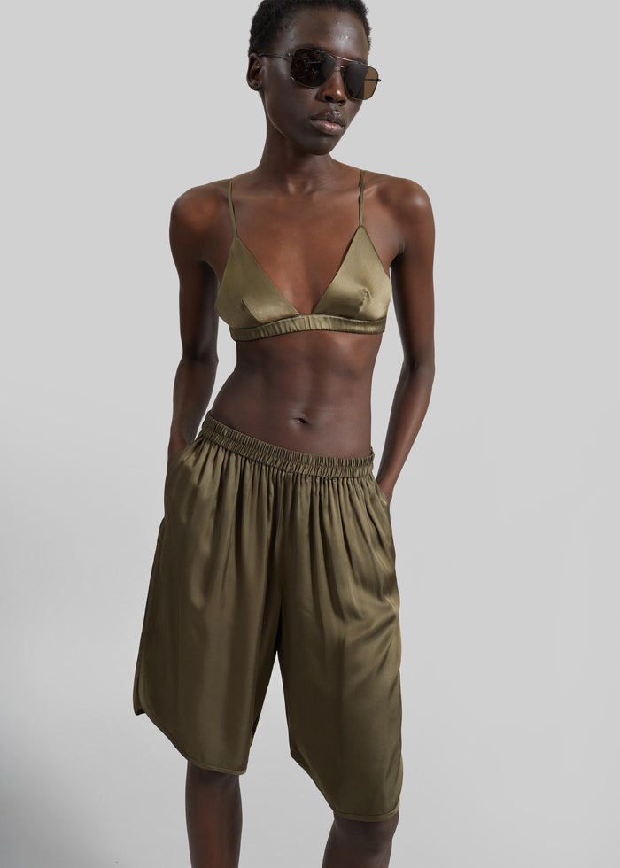 Nina Silk Bralette - Olive