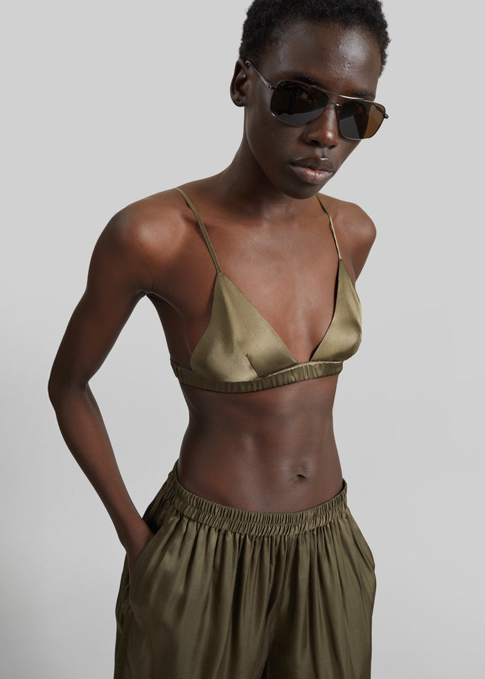 Nina Silk Bralette - Olive