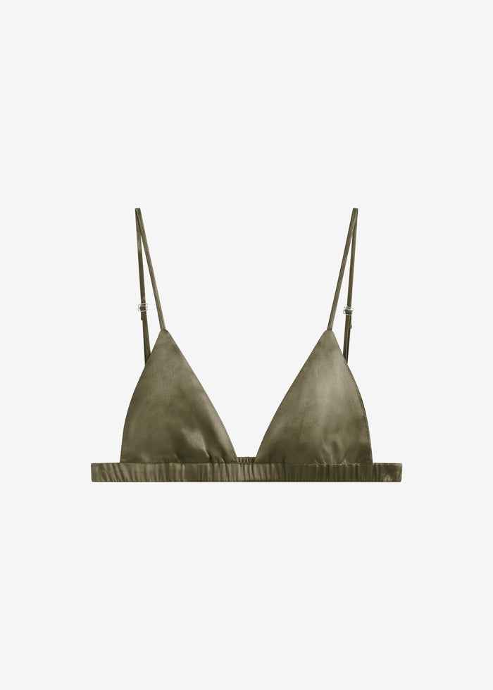 Nina Silk Bralette - Olive