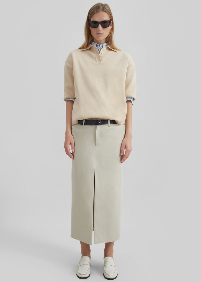 Nola Knit Polo Top - Cream