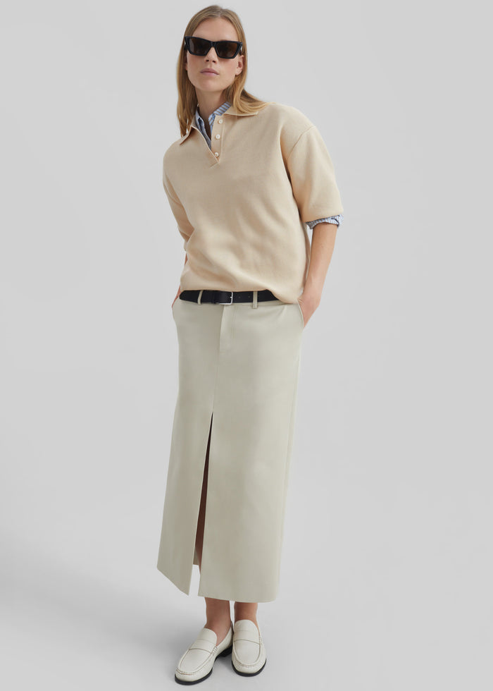 Nola Knit Polo Top - Cream
