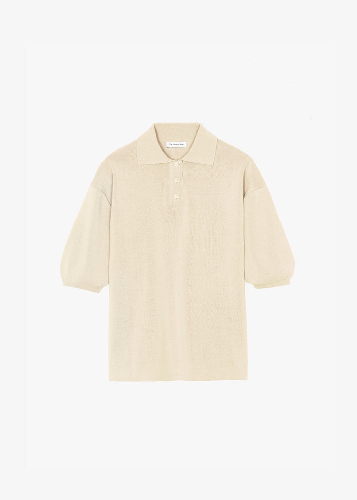Nola Knit Polo Top - Cream