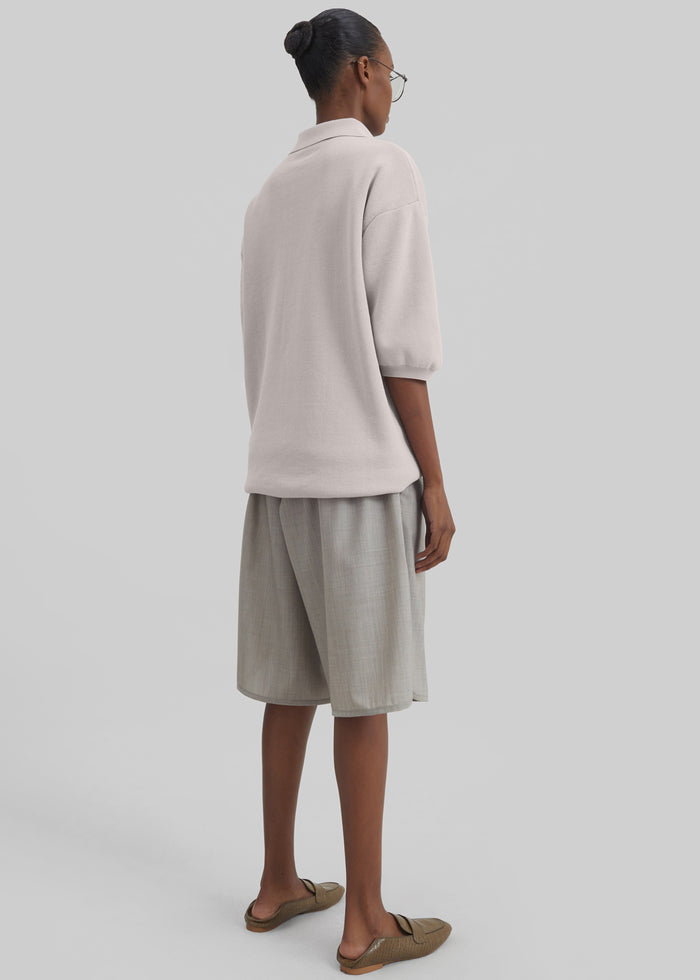 Nola Knit Polo Top - Slate Grey