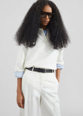 Nola Knit Polo Top - White