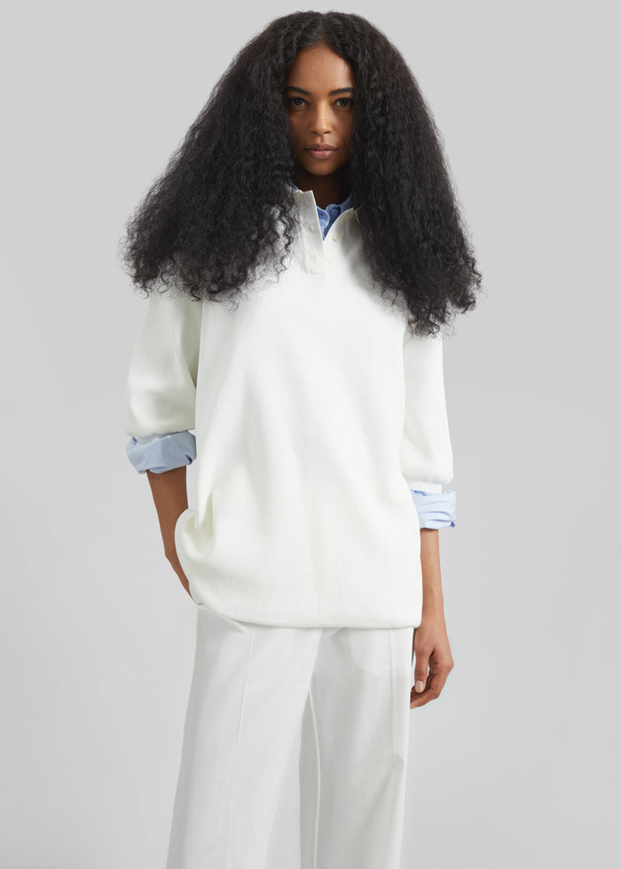 Nola Knit Polo Top - White