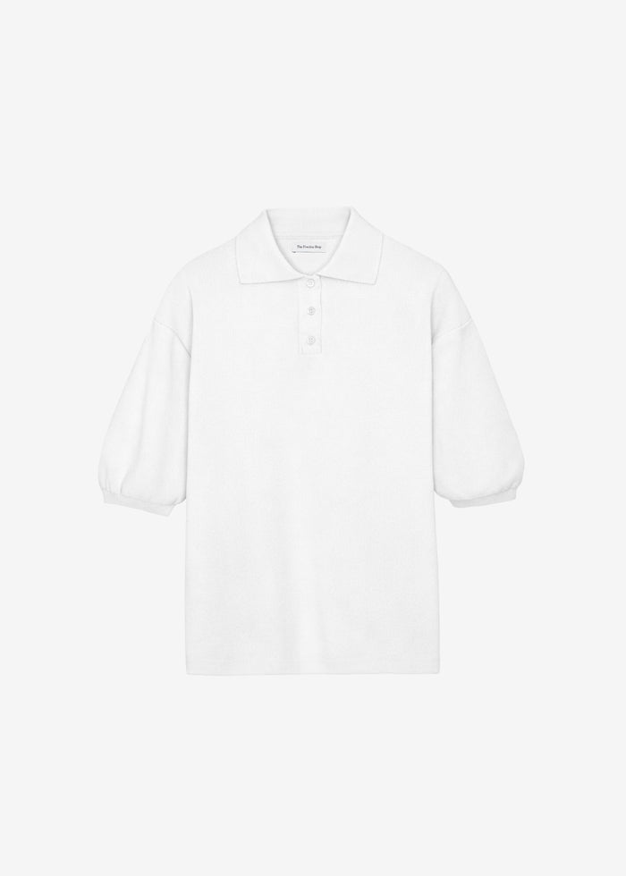 Nola Knit Polo Top - White