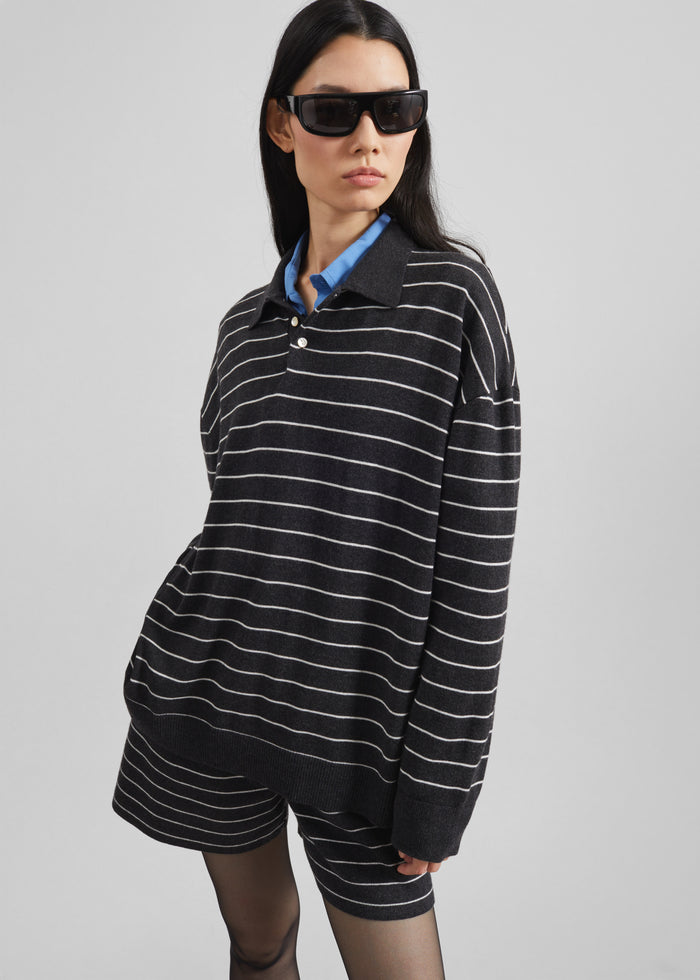 Nolma Knit Shorts - Grey/White Stripe