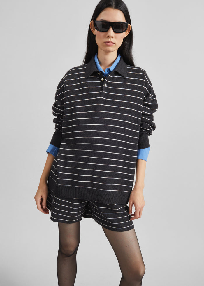 Nolma Knit Shorts - Grey/White Stripe