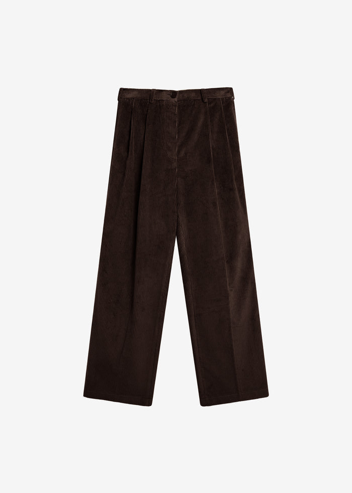 Norstrand Pleated Corduroy Trousers - Dark Brown