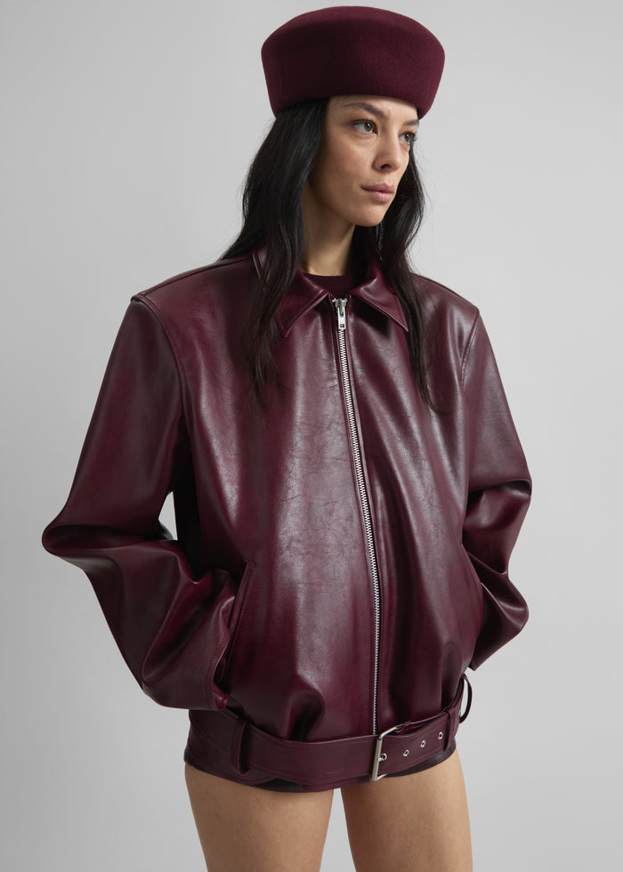 Noxley Pillbox Hat - Burgundy