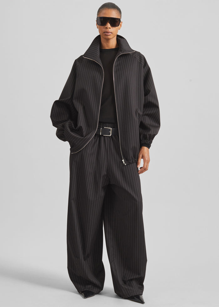 Oakdale Track Pants - Black/White Pinstripe