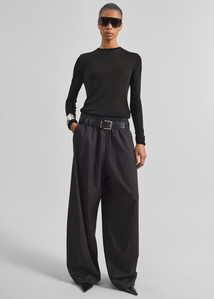 Oakdale Track Pants - Black/White Pinstripe