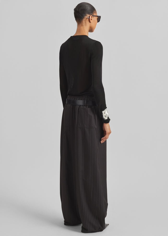 Oakdale Track Pants - Black/White Pinstripe