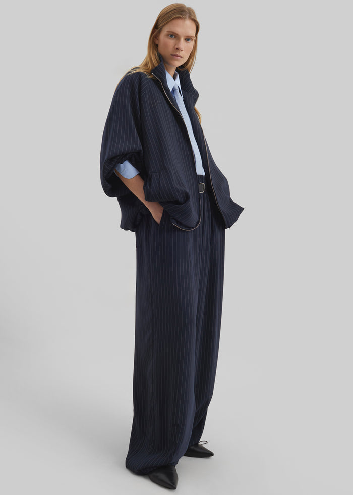 Oakdale Track Pants - Navy/White Pinstripe