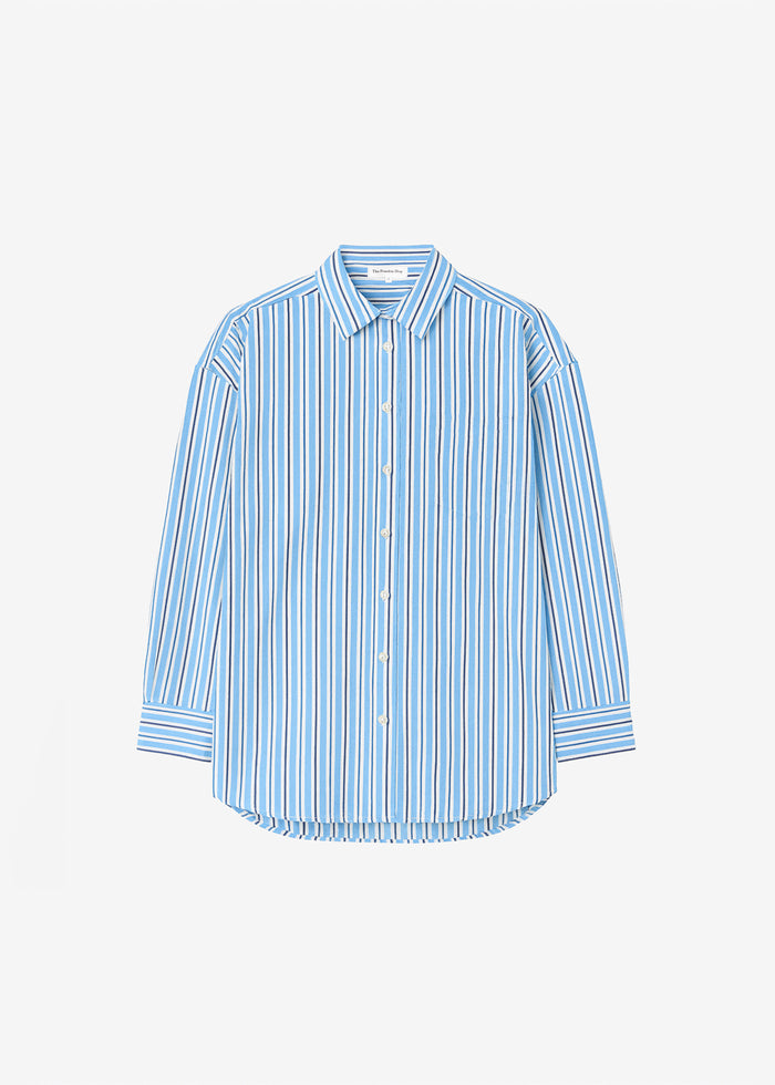 Oana Cotton Padded Shirt - Blue Multi Stripe