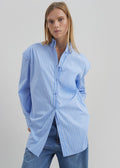 Oana Cotton Padded Shirt - Blue/White Stripe