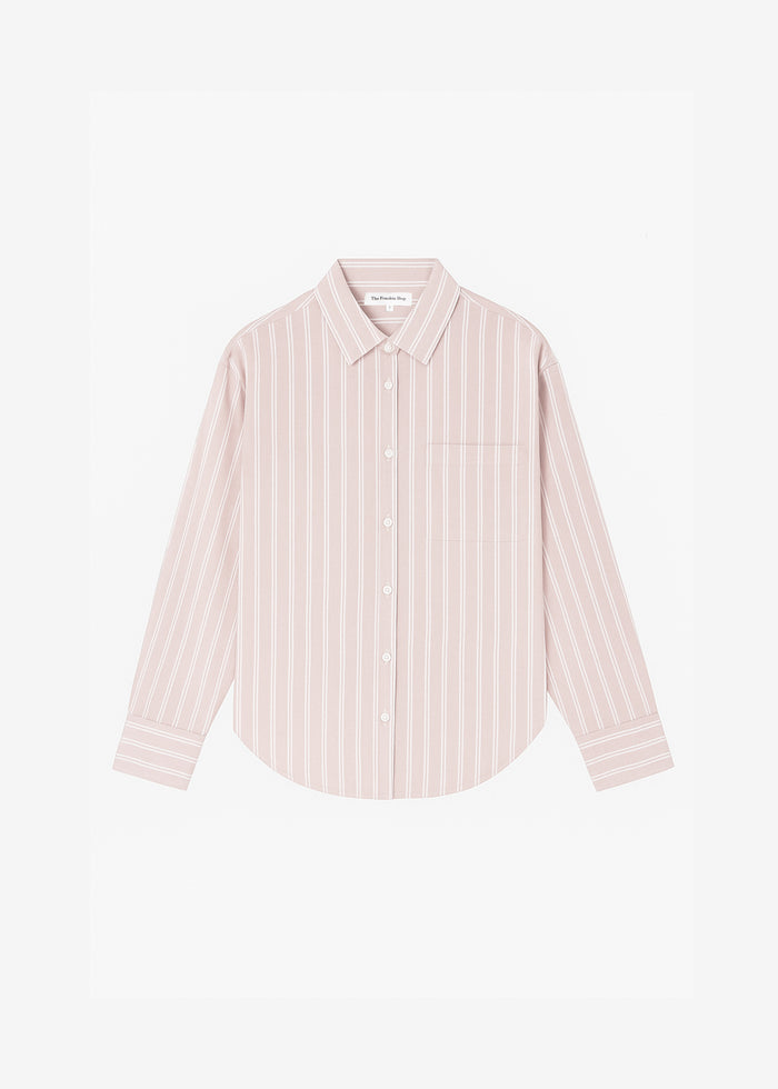 Oana Cotton Padded Shirt - Pink/White Stripes