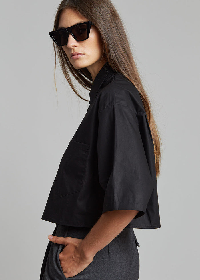 Odem Cropped Shirt - Black Shirt The Frankie Shop