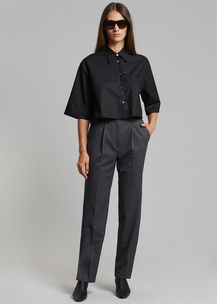 Odem Cropped Shirt - Black Shirt The Frankie Shop